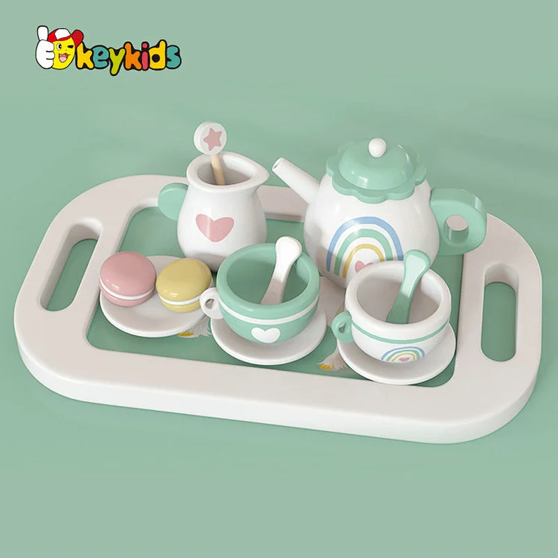 New arrivals role play simulation wooden toy afternoon tea set for kids W10B463
