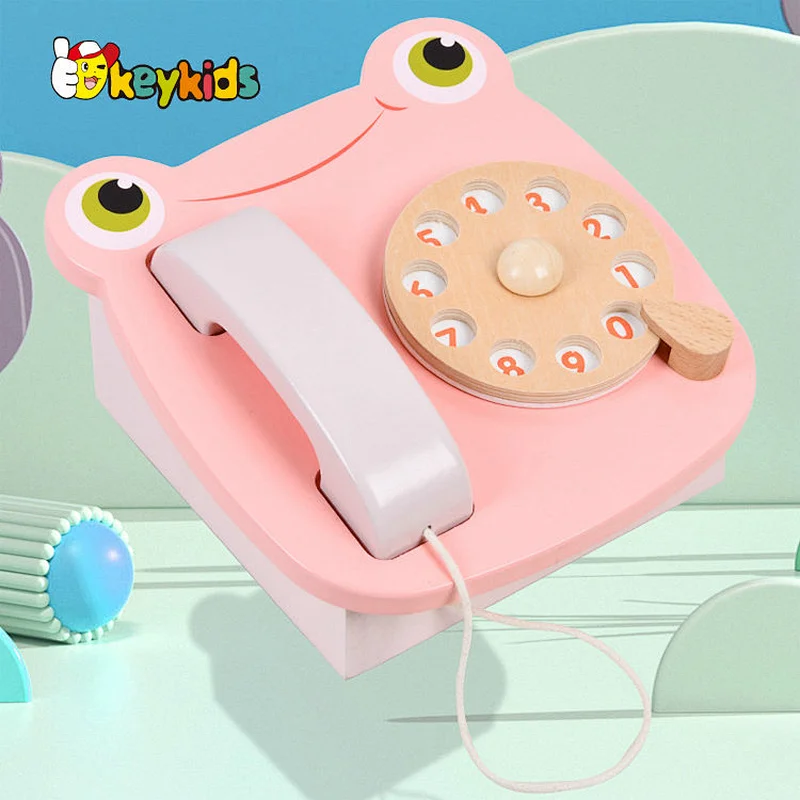 Top sale simulation play wooden telephone toy for kids W10D527