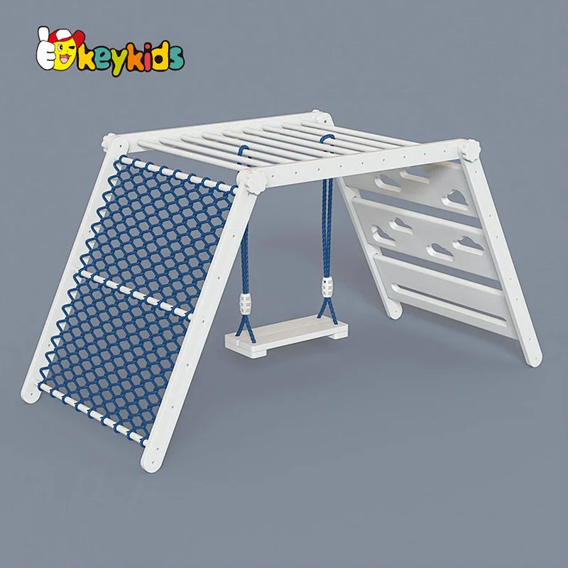 Montessori Indoor Playground Climber Wooden Climbing Frame With Swing W01D168