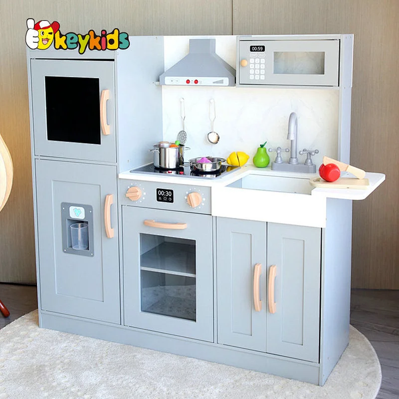 wholesale cheap children wooden play kitchen with ice maker W10C859