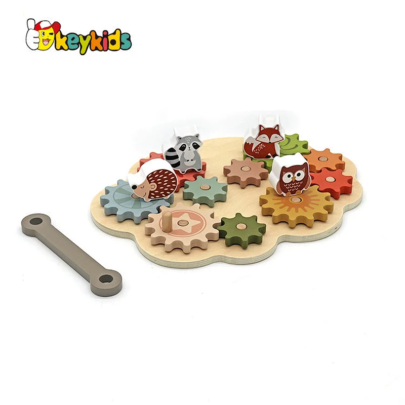 New design educational DIY wooden spinning gears toy for kids W13E242