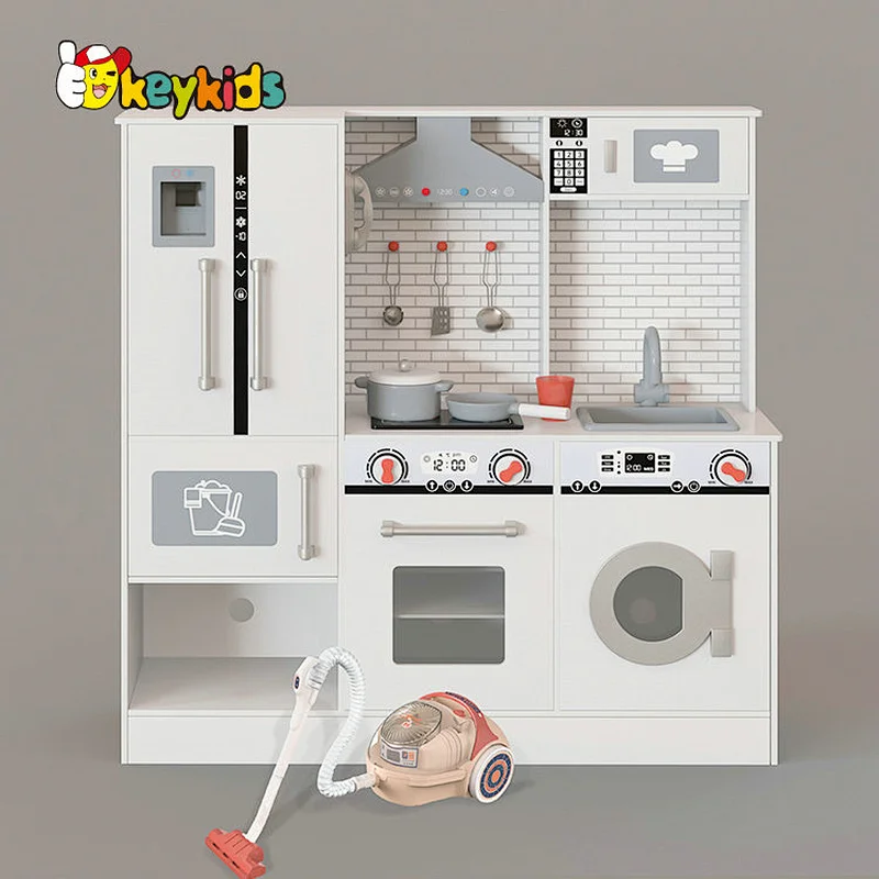 New Arrival Kids Wooden Toys Kitchen Play Set With Vacuum Cleaner W10C753
