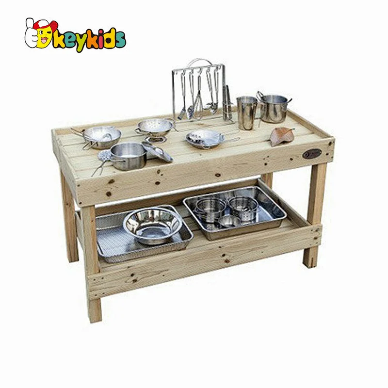 Customize kids garden play wooden outdoor kitchen toy with canopy W10C818