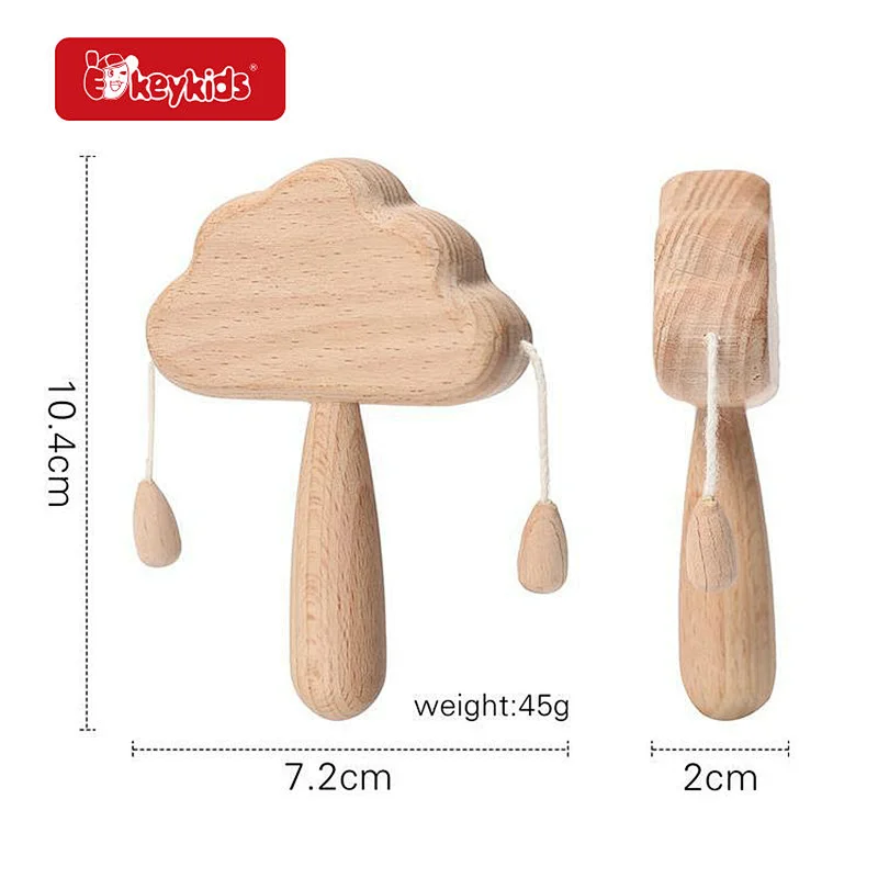 Hot Selling Educational Cloud Shaped Wooden Teething Rattle Toy For Baby W07I200