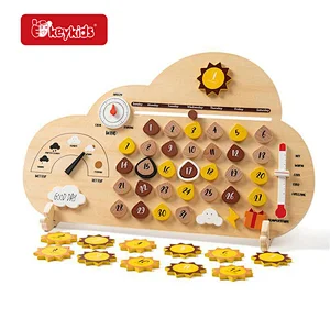 Baby Fitness Frame Foldable Natural Wooden Activity Gym With Hanging Toys W08K373