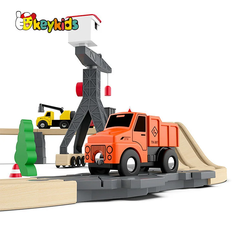 Customize cheap 35 PCS assembly slot toys wooden train track set for kids W04C246