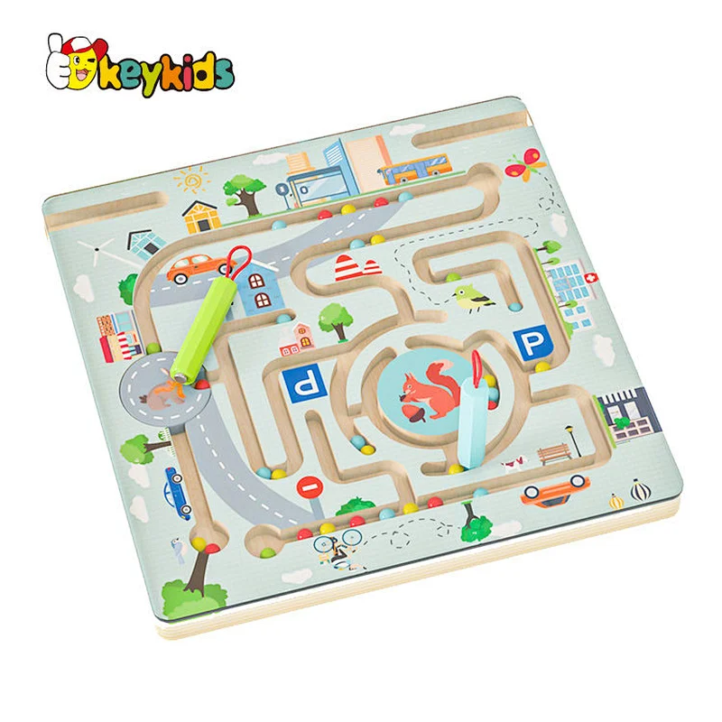Customize kids educational toys wooden marble maze board for playing W11H107