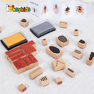 Hot Selling Educational Sensory Game 25 Pcs Wooden Insect Stamp Toy For Kids W18A209