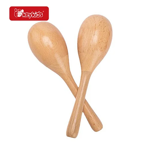 Wholesale Educational Musical Instrument Beech Wooden Maracas Toy For Kids W07I199