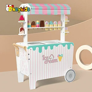 New arrive pretend play wooden play shop ice cream cart for kids W10A178