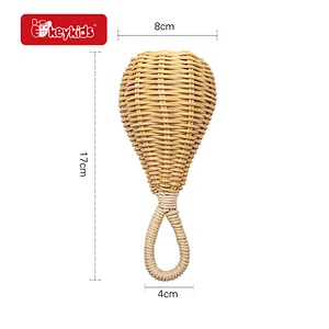 Hot Sale Educational Musical Hand Bell Rattan Handmade Rattle Toy For Baby W07I207