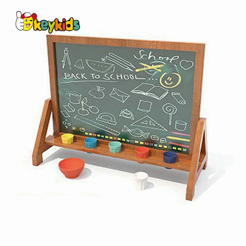 Cusotmize kids 4-sided station wooden easel with cup holders W12B248