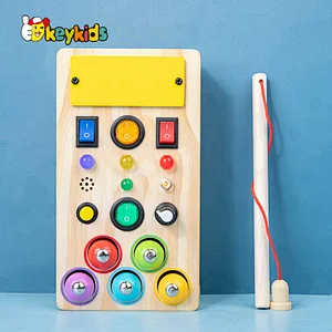 Customize children Sensory wooden montessori switch board with LED light W12D460