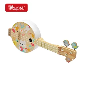 Educational Musical Instrument Cartoon Mini Wooden Guitar Toy For Kids W07H066