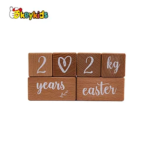 Month Date Display Wooden Perpetual Block Calendar for Desk W09F033