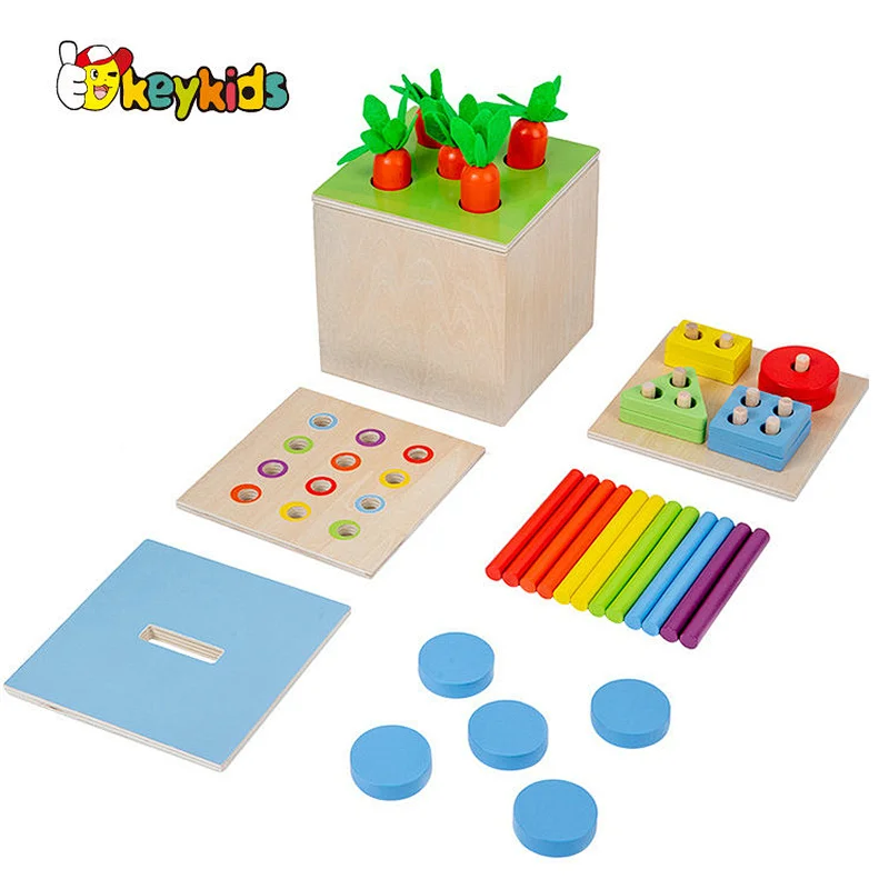 Montessori carrot harvest game wooden drop game with coin box W12D452