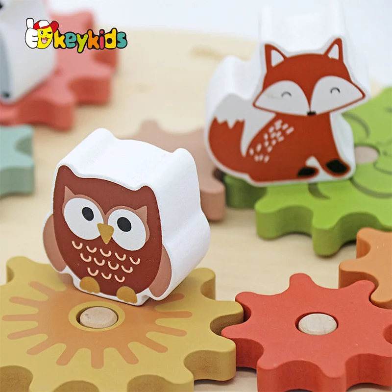 New design educational DIY wooden spinning gears toy for kids W13E242