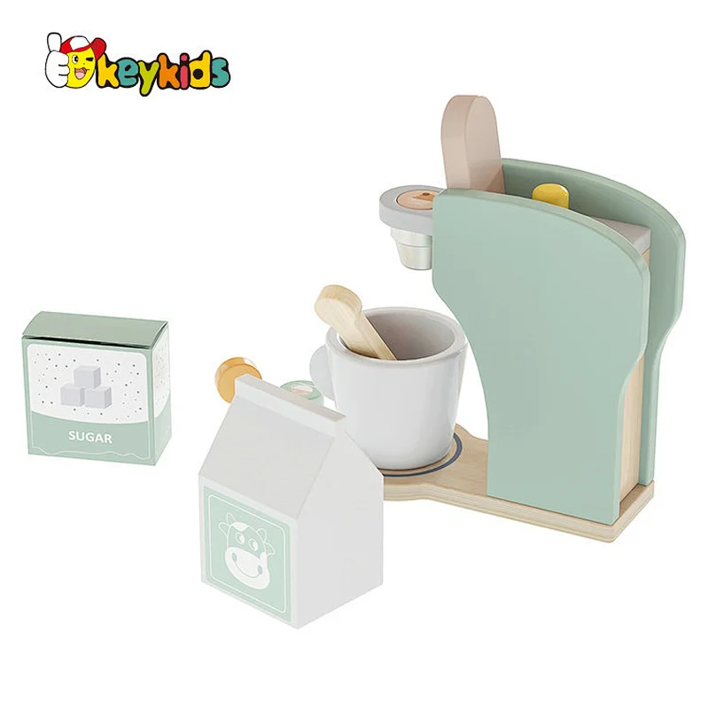 New Design Kitchen Pretend Play Wooden Coffee Maker Toys Set For Kids W10D672
