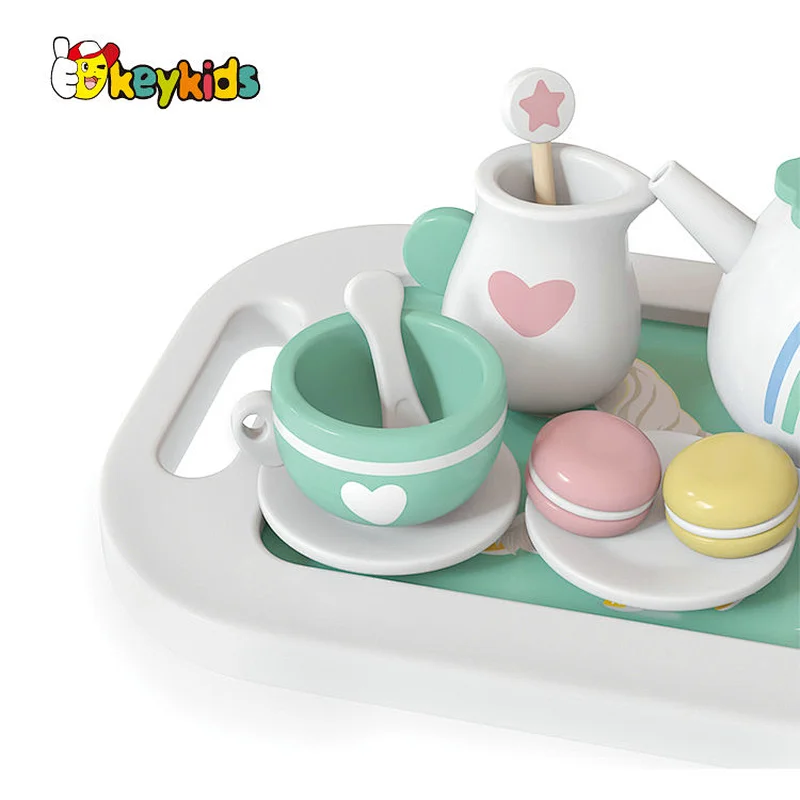 New arrivals role play simulation wooden toy afternoon tea set for kids W10B463