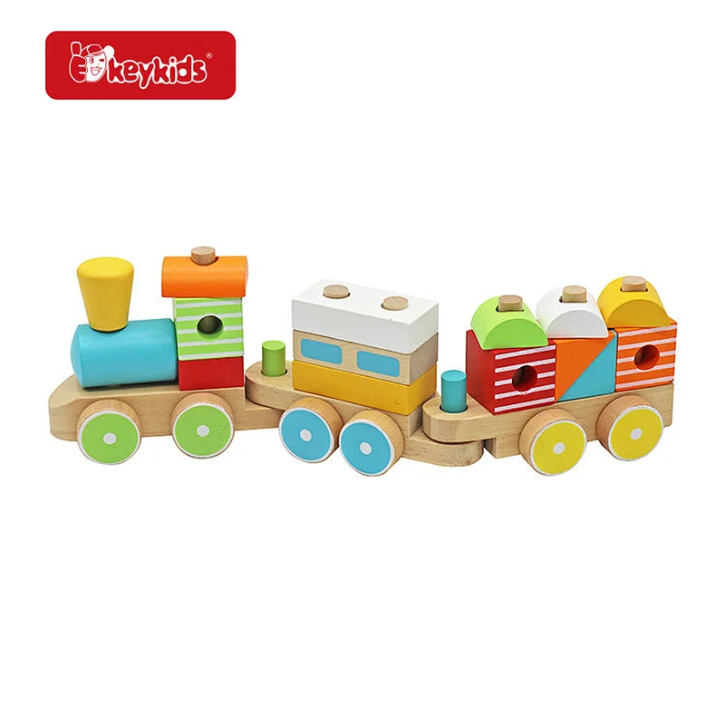 Wholesale Educational Shape Sorter Stacking Wooden Blocks Train Toy For Kids W04A608