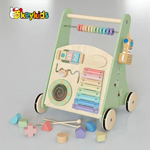 New design educational push wooden baby walker with activity center W08J001I