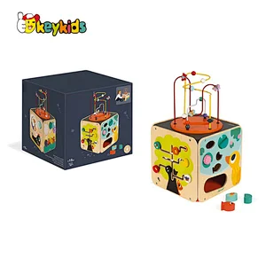 Customize Montessori Educational Sensory Toys Wooden Activity Cube For Kids W11B308