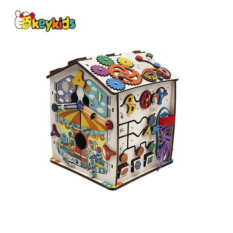 Early learning educational wooden activity board house for children W12D431