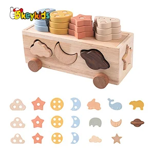 Educational STEM Geometric Toy Wooden Shape Sorter Car for Toddler W12D487