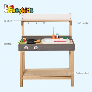 Factory price kids outdoor wooden play mud kitchen with sink running water W10C775