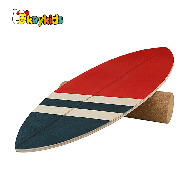 Custom classic balance board wooden trickboard with cork roller W01F093