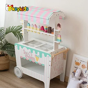 New arrive pretend play wooden play shop ice cream cart for kids W10A178