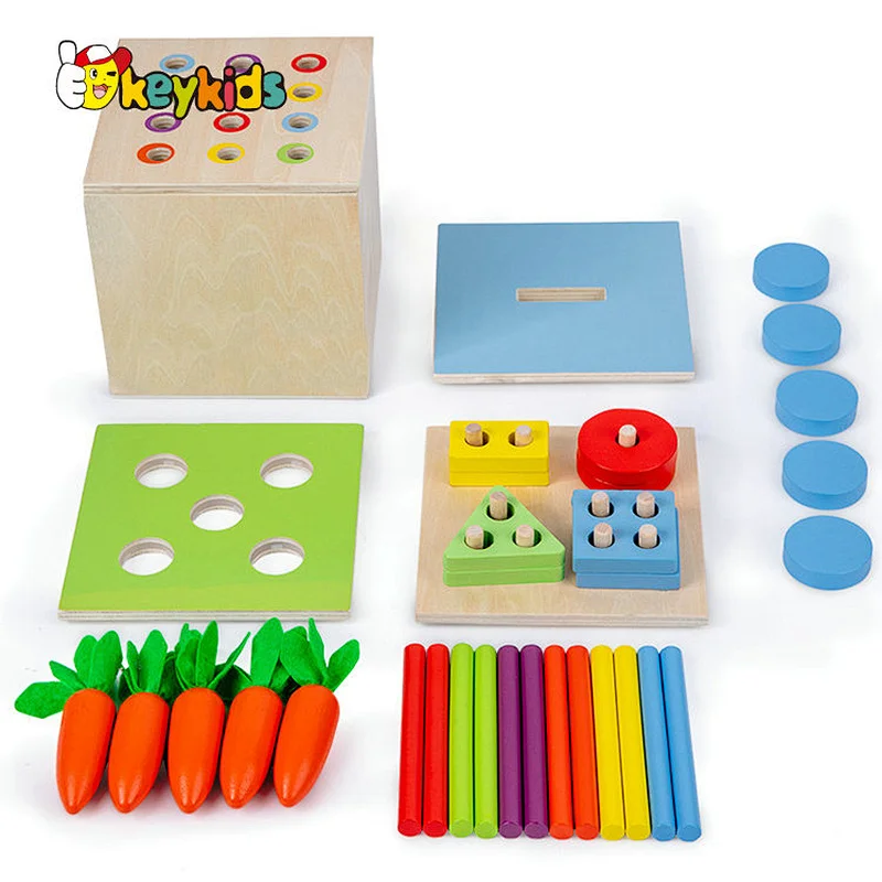 Montessori carrot harvest game wooden drop game with coin box W12D452