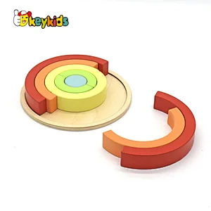 Custom educational rainbow colored wooden blocks for kids W14A364