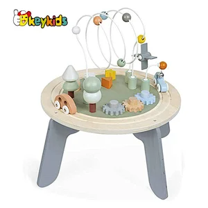 New Arrival Kids Educational Toy Wooden Activity Table with Bead Maze Cube W12D480