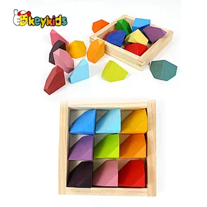 Early Educational Coloful Corner Stone Blocks Wooden Stacking Toy For Kids W11D024