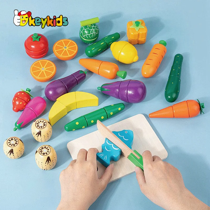 Most Popular Simulation Play wooden cutting fruits and vegetables toys for children W10B468