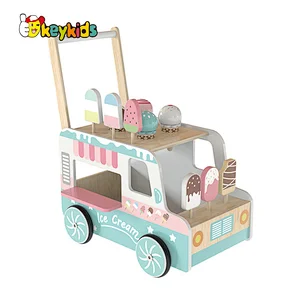 New arrive DIY educational play wooden ice cream car toy for toddlers W16E207