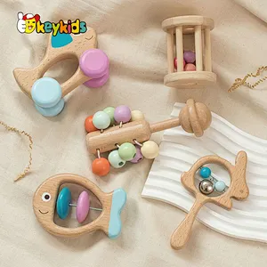 wholesale 5 pcs hand bell shaker wooden rattle toy set for newborn W07I198