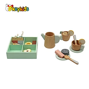 Hot Selling Pretend Play Dessert Set Wooden Afternoon Tea Toys For Kids W10D655