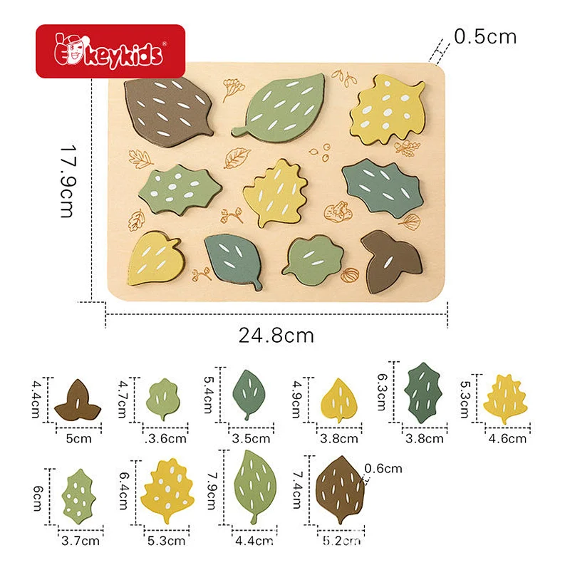 High Quality Early Learning Sorting Wooden Leaf Jigsaw Puzzles For Kids W14A377