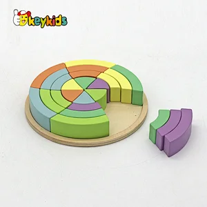 Custom educational stacking wooden rainbow color block toy for children W14A363