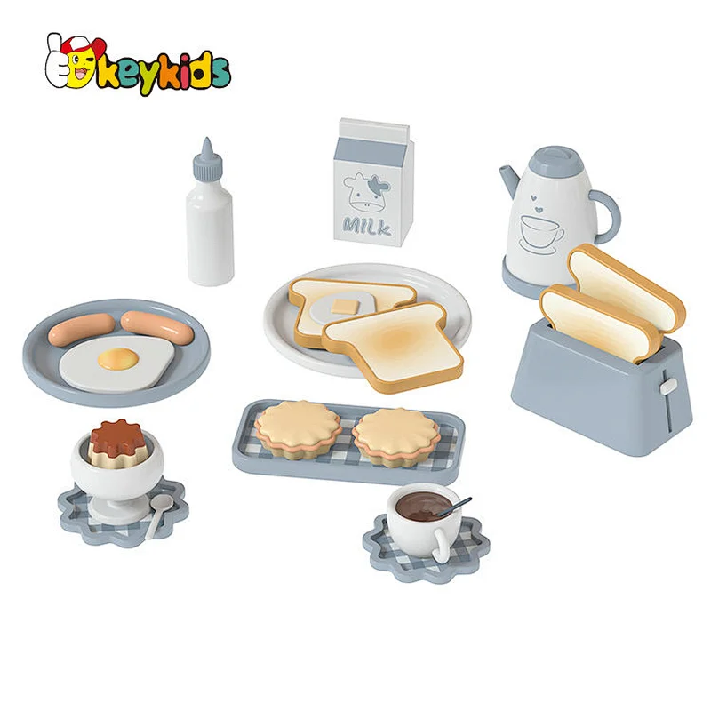 Hot sale pretend play cooking wooden toy breakfast set for children W10B466
