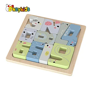Popular Preschool Educational Cartoon 3D Wooden Number Puzzle Toy For Kids W14A373