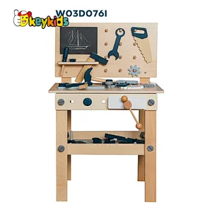 New Design Pretend Play Tool Kit Toys Simulation Wooden Tool Bench For Kids W03D076