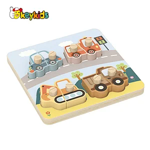 Customize kids educational matching wooden vehicle puzzle with tool toy W14D289