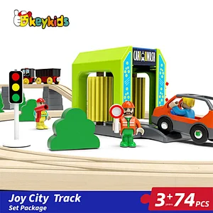 74 PCS assembly slot wooden train track toy for kids W04C244