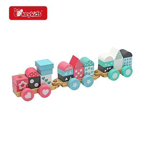 Customize Educational Blocks Set Colorful Wooden Stacking Train Toy For Kids W04A607