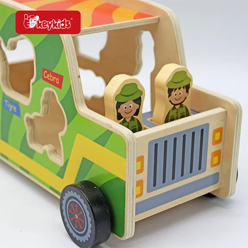 Wholesale Early Educational Wooden Animal Shape Sorteing Truck Toy For Kids W04A609