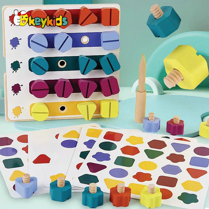 Diy intelligence wooden screw nut matching puzzle for kids W03C054