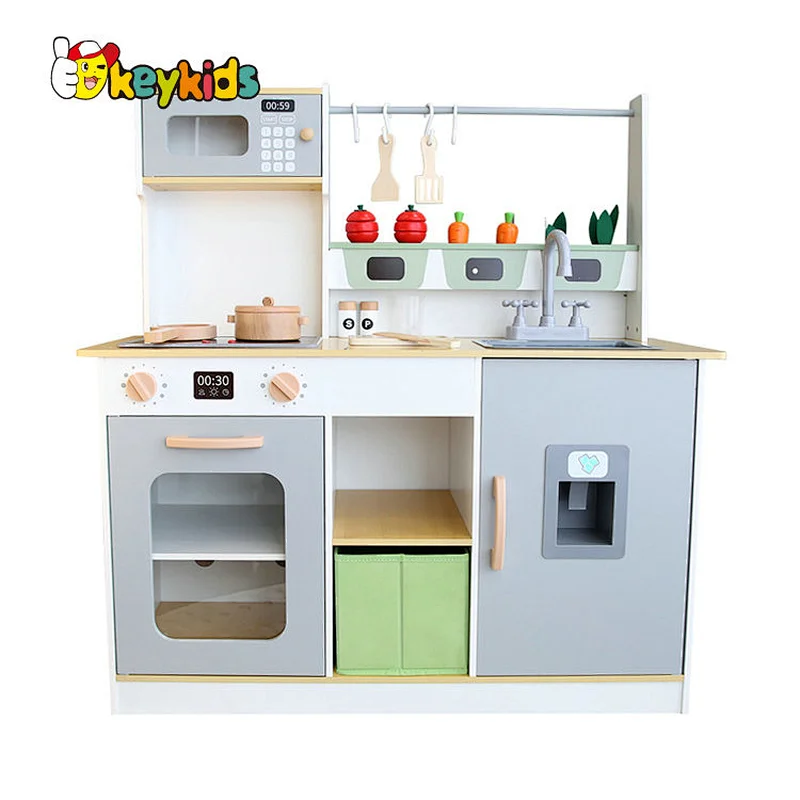 wholesale cheap children wooden play kitchen with ice maker W10C859